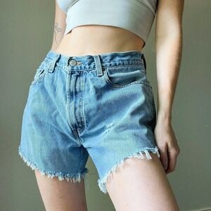 505 Levi's High Waist Distressed Raw Hem Cut Off Shorts